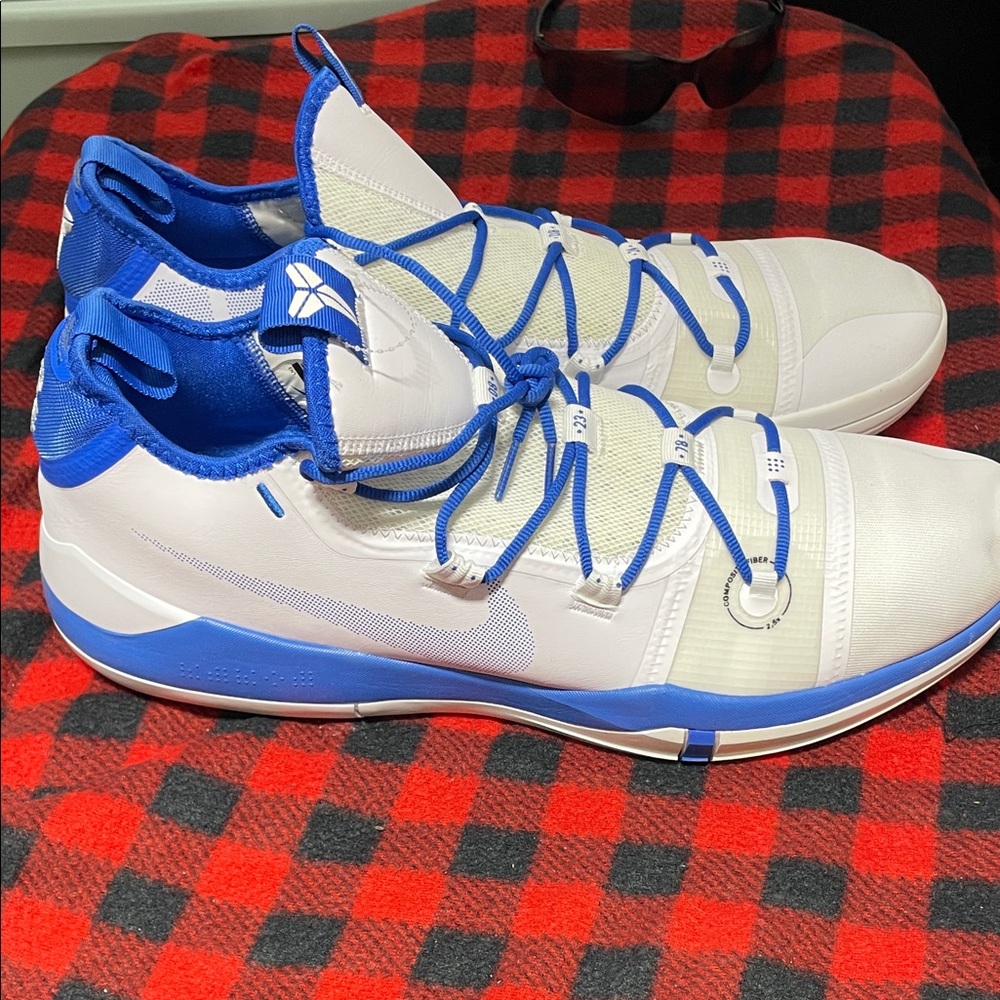 Must-Have Nike Kobe White and Blue Performance Basketball Sneakers - size 17